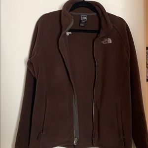 The North Face zip up brown fleece Medium